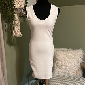 one clothing White Ribbed Mini Dress